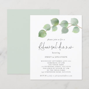 Budget Modern Eucalyptus Övningsmiddagsinbjudan