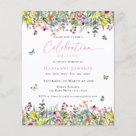 Budget Modern Firande i Blommigt för livet Memoria Flygblad