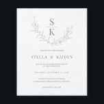 Budget Modern Foliage Sketch Wedding Invitation<br><div class="desc">Easily personalize this modern elegant stylish wedding invitation,  featuring a sophisticated greenery leaves drawing sketch. The background is a grey rustic pattern that you can hide and change to the solid color of your liking to suit your wedding colors.</div>