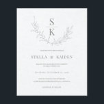 Budget Modern Foliage Sketch Wedding Invitation<br><div class="desc">Easily personalize this modern elegant stylish wedding invitation,  featuring a sophisticated greenery leaves drawing sketch. The background is a grey rustic pattern that you can hide and change to the solid color of your liking to suit your wedding colors.</div>