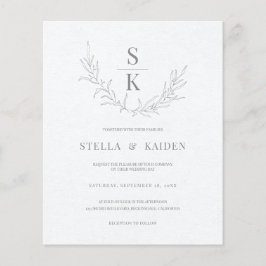 Budget Modern Foliage Sketch Wedding Invitation