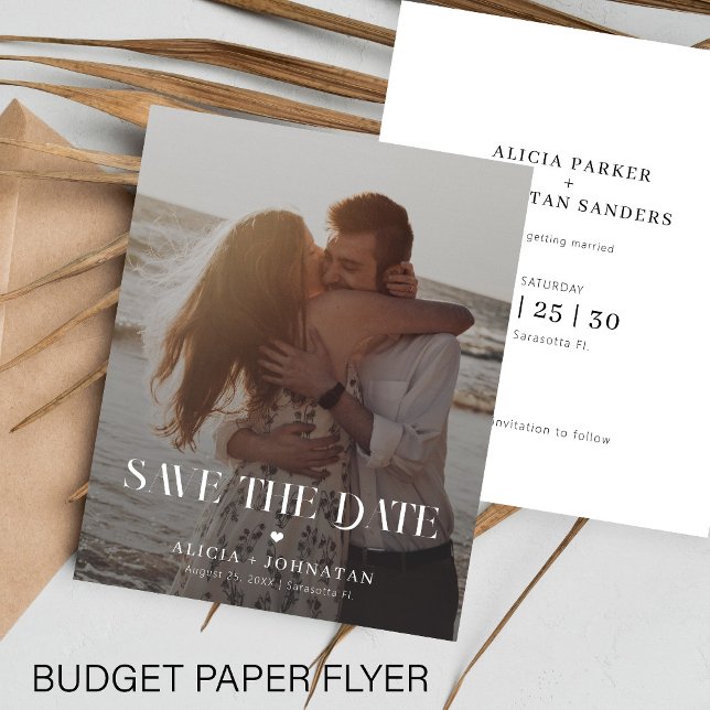 Budget modern foto destinationsbröllop sparad datu flygblad (Skapare uppladdad)