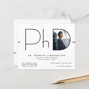 Budget Modern Foto PhD Examen Inbjudan