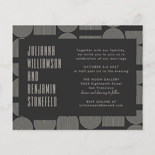 Budget Modern Geometric Black Arch Linjer Bröllop (Framsida)