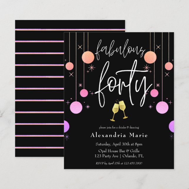 Budget Modern Gnistra "Fabulous Fyrty Birthday" (Fram/baksida)