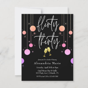 Budget Modern Gnistra "Flirty Thirty" Födelsedag Inbjudningar