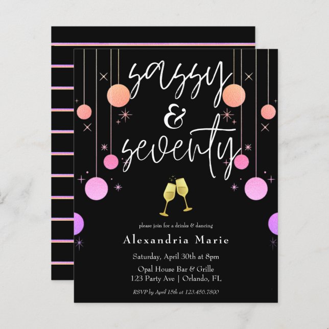 Budget Modern Gnistra Sassy & 70 Birthday (Fram/baksida)