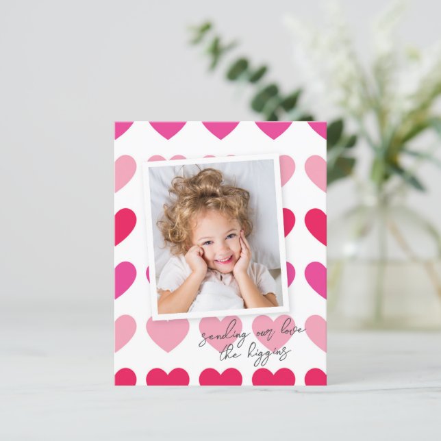 Budget Modern Hearts Photo Valentine Day Card (Stående Fram)