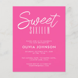 BUDGET Modern Hot Pink Sweet Sixteen 16-årsfirande