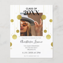 Budget Modern inbjudan Guld & White Studenten