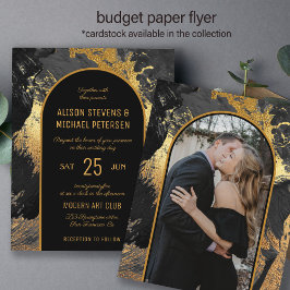 Budget modern inbjudan till guld svarta PHOTO-bröl Flygblad