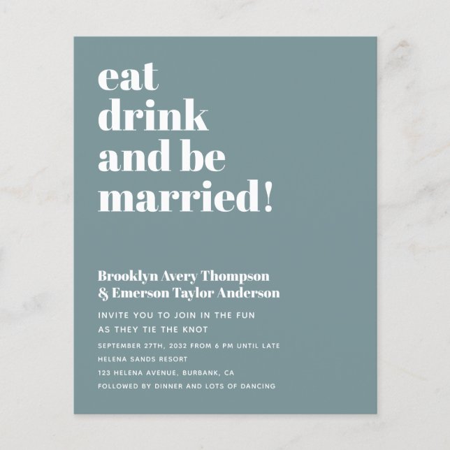 Budget Modern inbjudan till QR-kodbröllop (Framsida)