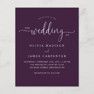 Budget Modern Lila Violet Photo Wedding bjudande