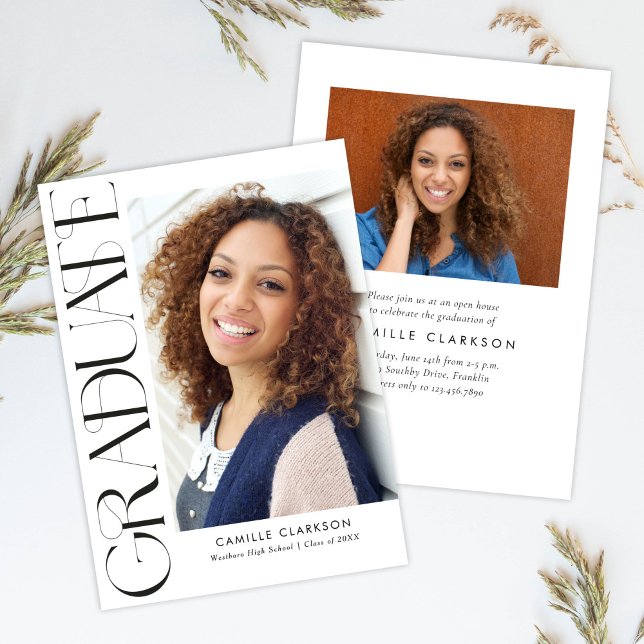 Budget Modern Lodrät två foto Studenten Inbjudningar (Skapare uppladdad)