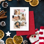 Budget Modern Minimal 5 Foto Collage Jul<br><div class="desc">Sprid julglädje prisvärt med vårt Budget Foto Julkort. Det har en stilren 5-fotocollage inframad med charmerande röda accenter. "God Jul" står i det övre högra hörnet i festlig typografi tillsammans med en akvarellholländare. Vänd på det för att avslöja en röd bakgrund med vita handritade prickar, där du kan skriva ditt...</div>