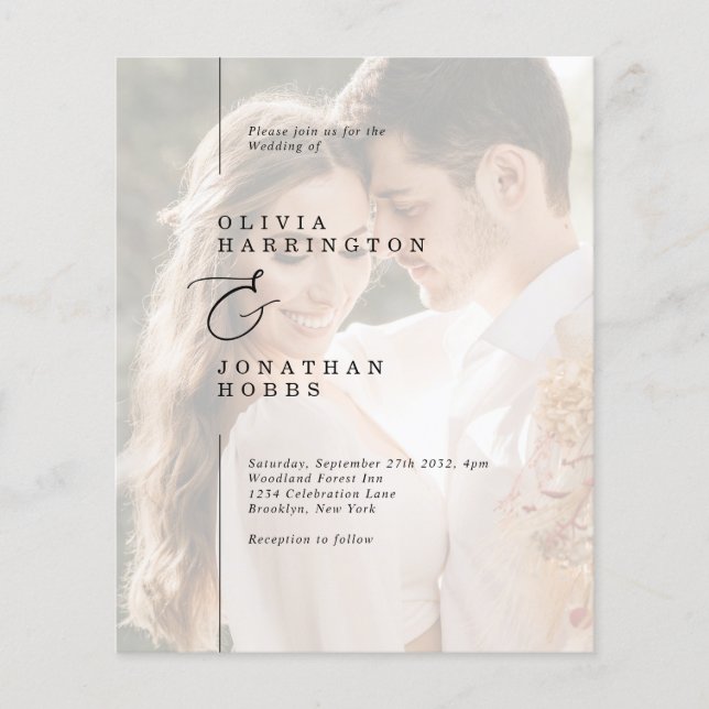 BUDGET Modern minimalist linjekant foto bröllop (Framsida)