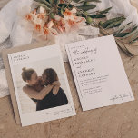 Budget Modern & Minimalist Romantic Photo Wedding<br><div class="desc">Capture the essence of your love story with this beautifully minimalist wedding invitation design featuring a custom engagement photo. The front of the budget card is a save-the-date design with the most important details so guests can be reminded of the big day at a glance. The couple's names appear above...</div>