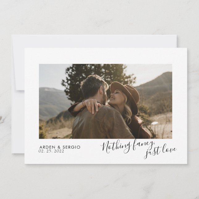 Budget Modern Minimalistisk Elegant Foto Bröllop Inbjudningar (Framsida)