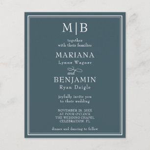 Budget Modern minimalistisk inbjudan till Blue Wed Flygblad