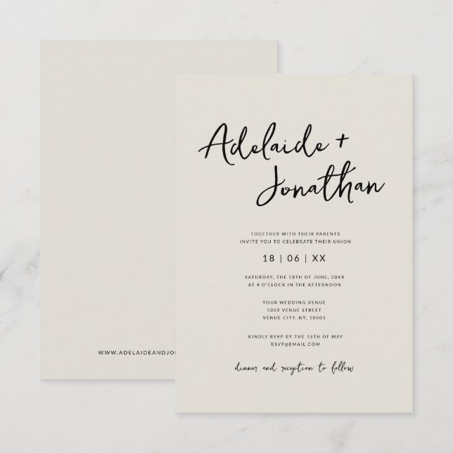 Budget Modern minimalistisk inbjudan till elfte el (Fram/baksida)