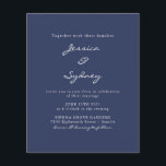 Budget Modern Navy Blue Script bröllop-inbjudan<br><div class="desc">Bröllopsinbjudan till budgetminimalistiskt modernt marinskt blått skript</div>