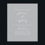 Budget Modern Pewter-skript-bröllopsinbjudan<br><div class="desc">Budget-minimalistisk Modern Pewter Grått-skriptbröllop</div>