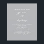 Budget Modern Pewter-skript-bröllopsinbjudan<br><div class="desc">Budget-minimalistisk Modern Pewter Grått-skriptbröllop</div>