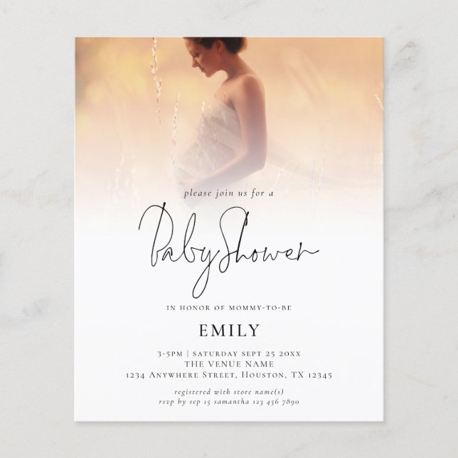 Budget Modern Photo Overlay Baby Shower-inbjudan (Framsida)