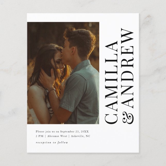 Budget Modern Photo QR-kodbröllop - inbjudan (Framsida)