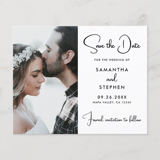 Budget Modern Photo Save Date Card (Framsida)