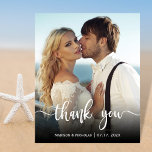 Budget Modern Photo Script Bröllop Tack Flyer<br><div class="desc">Budget Modern Script Bröllop 1 Photo Tack-personlig till ett överkomligt pris för lågbudgetflygare. Modern Snyggt bröllop tackar dig för att du pappert en mall med ett framfoto av fullt med textöverlägg av "Tack"-skript i ett handskrivet typografteckensnitt i vitt färg på bild. Vid säkerhetskopiering med ett vågrät foto och din tackmeddelandemall....</div>