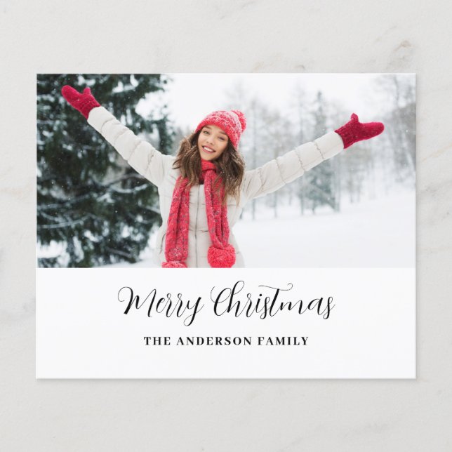 Budget Modern Photo Script Christmas Card Flygblad (Framsidan)