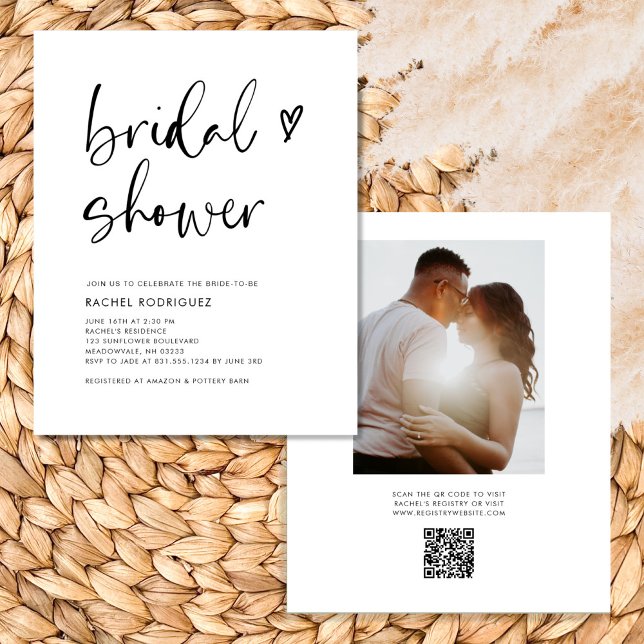 Budget Modern QR-Möhippa Flygblad (Budget Bridal Shower Invitations With Qr Code)