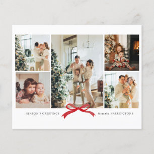 BUDGET Modern Red Bow Photo Collate-Helgdag Card