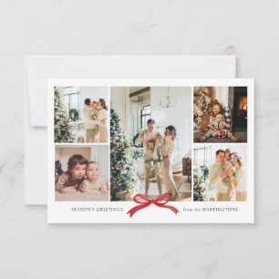 BUDGET Modern Red Bow Photo Collate-Helgdag Card Anteckningskort