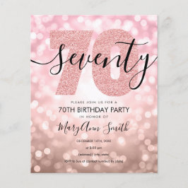 Budget Modern Ro Guld 70 Födelsedagsfest Inbjudan Flygblad