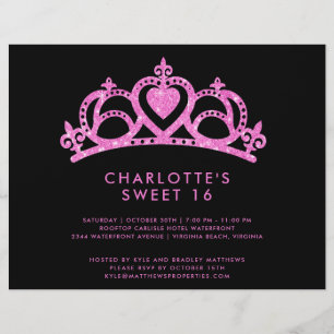 Budget Modern Rosa Glitter Sweet 16 Födelsedagsfes Reklamblad