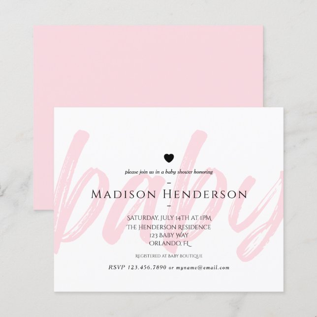 Budget Modern Rosa Minimalistisk Typografi Bebis S (Fram/baksida)