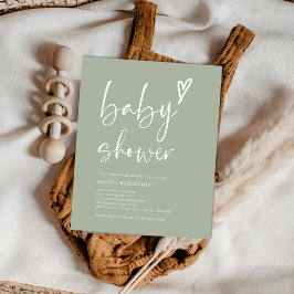 Budget Modern Sage Grön Baby Shower Inbjudan
