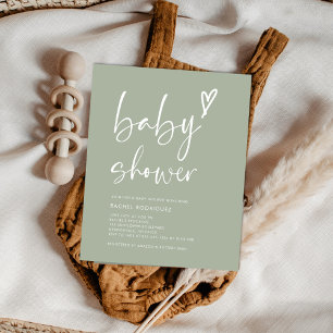 Budget Modern Sage Grön Baby Shower Inbjudan