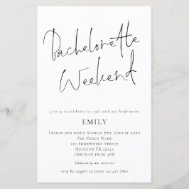 Budget Modern Script Bachelorette Helg Inbjudan