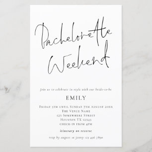 Budget Modern Script Bachelorette Helg Inbjudan