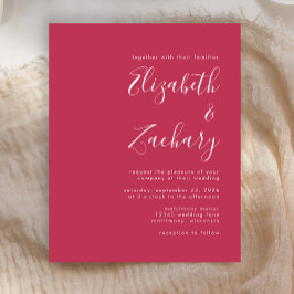 Budget Modern Script Magenta Bröllopsinbjudan