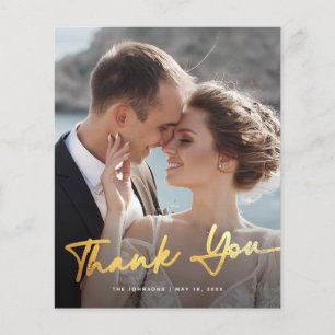 Budget Modern Script Photo Bröllop Tack Flygblad