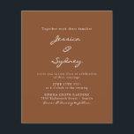 Budget Modern Sienna Script-bröllopsinbjudan<br><div class="desc">Budget - Minimalistisk Modern Sienna Brown-skript Bröllopsinbjudan</div>
