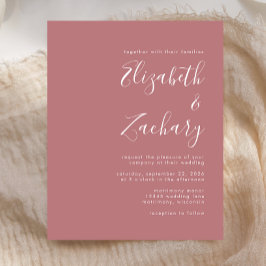 Budget Modern Skrift Dusty Rose Bröllopsinbjudan