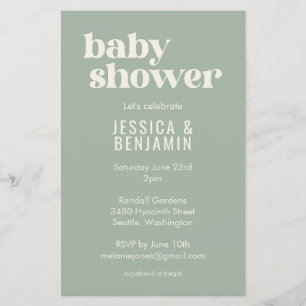 Budget Modern Söt Ljusgrön Bebis Shower Inbjudan