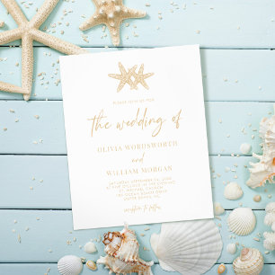 Budget Modern Starfish Script Beige bröllopsinbjud Flygblad