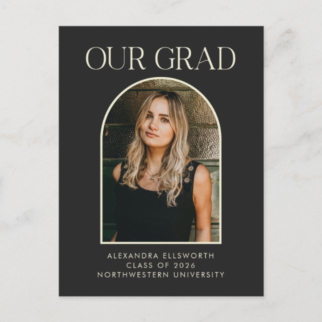 Budget Modern Svart Ark Graduation Vykort (Framsida)