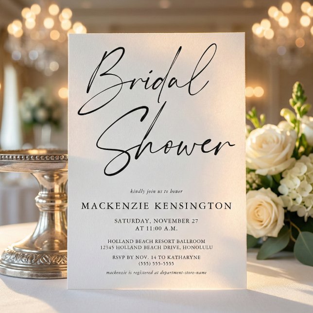 Budget Modern Svart Vit Bröllopsdusch-inbjudan (Skapare uppladdad)